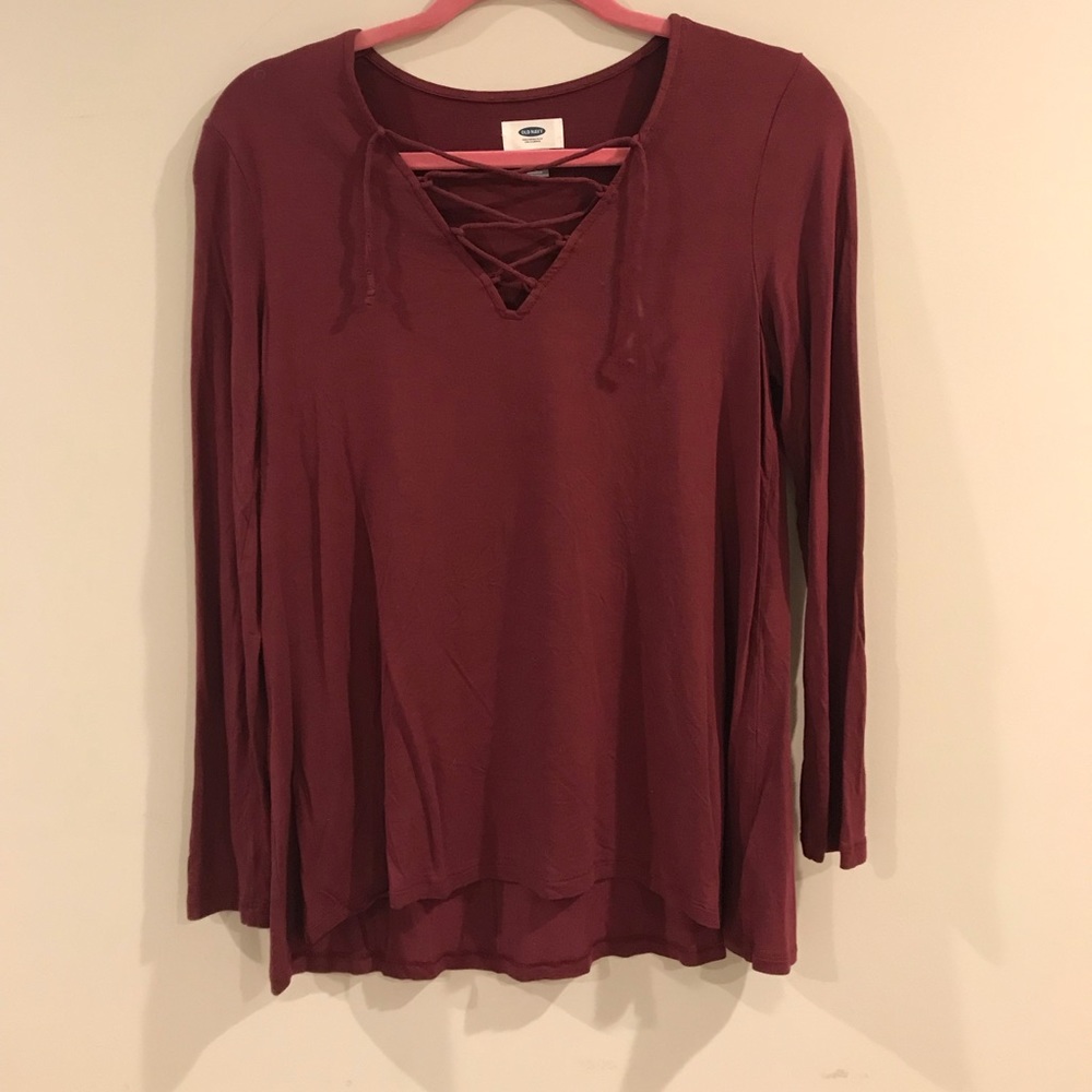 Lace front long sleeve tee